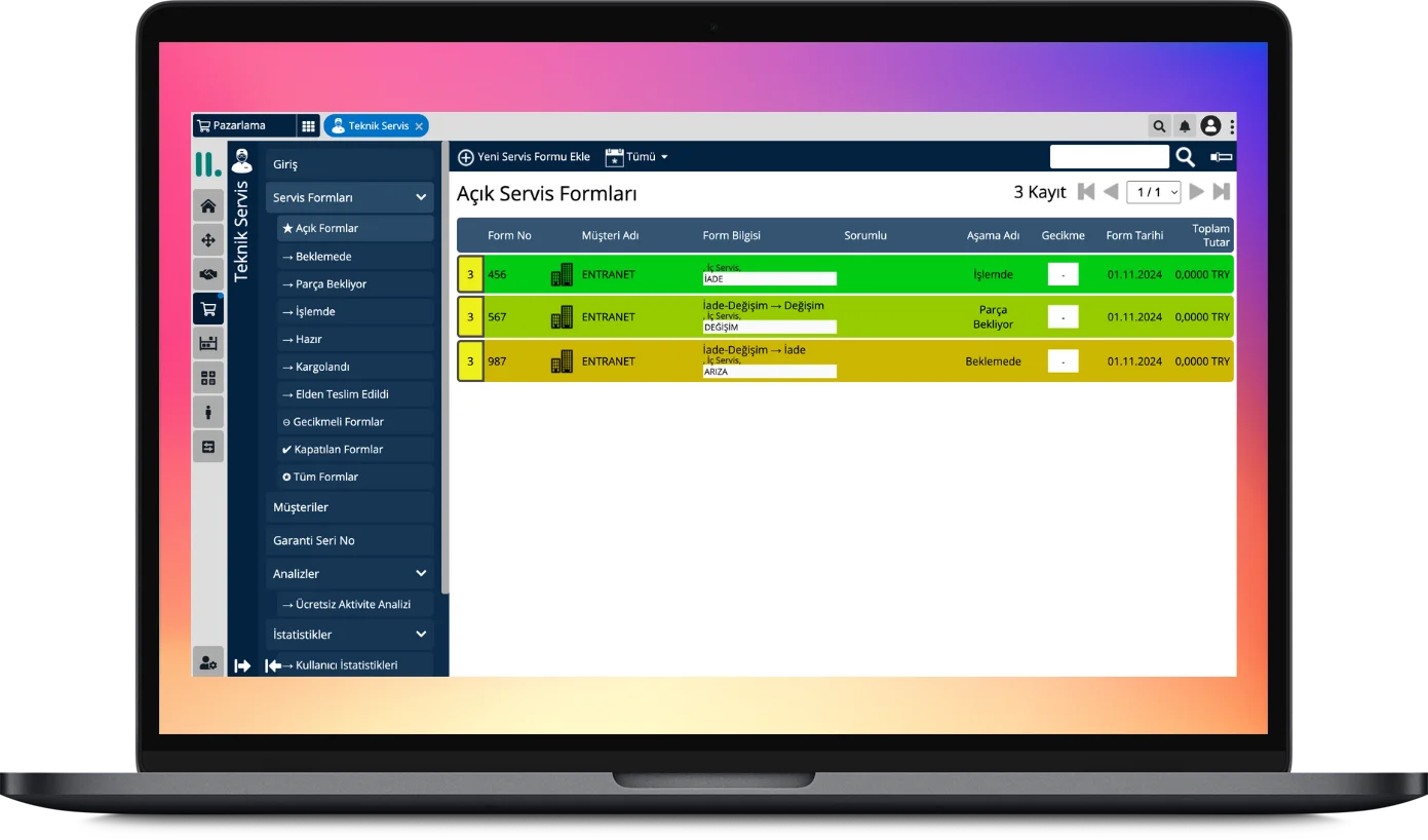 Satış Sonrası - Genel Bakış - Ekran Görüntüleri